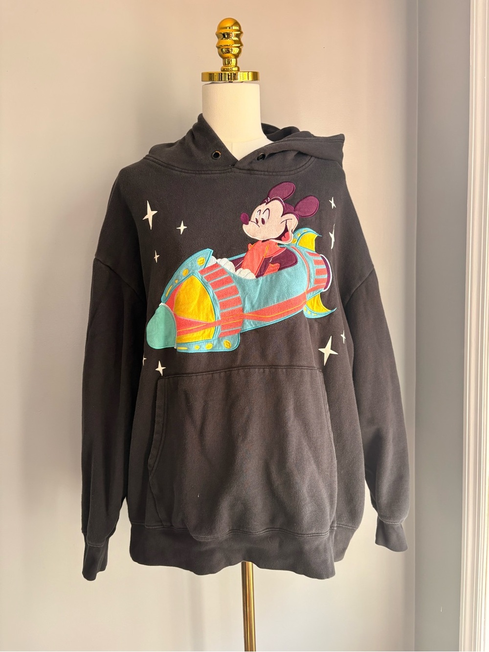 Black Mickey Mouse Play in the Parks Rocket Graphic Hoodie